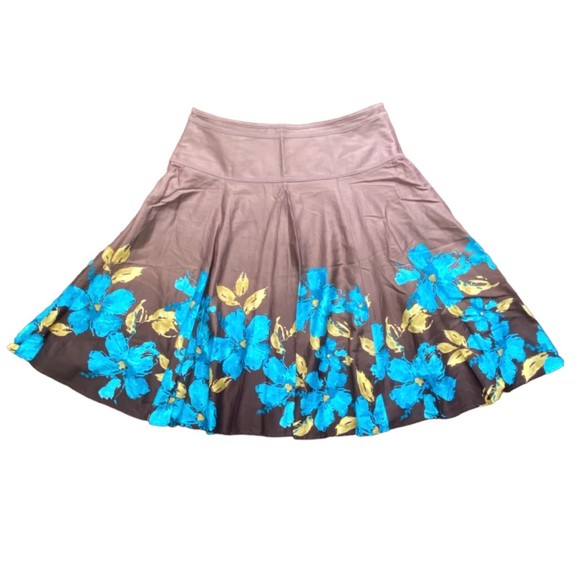 NWOT Jones Wear Fit Flare Floral A-line Skirt Size 14 100% Cotton - Picture 2 of 6